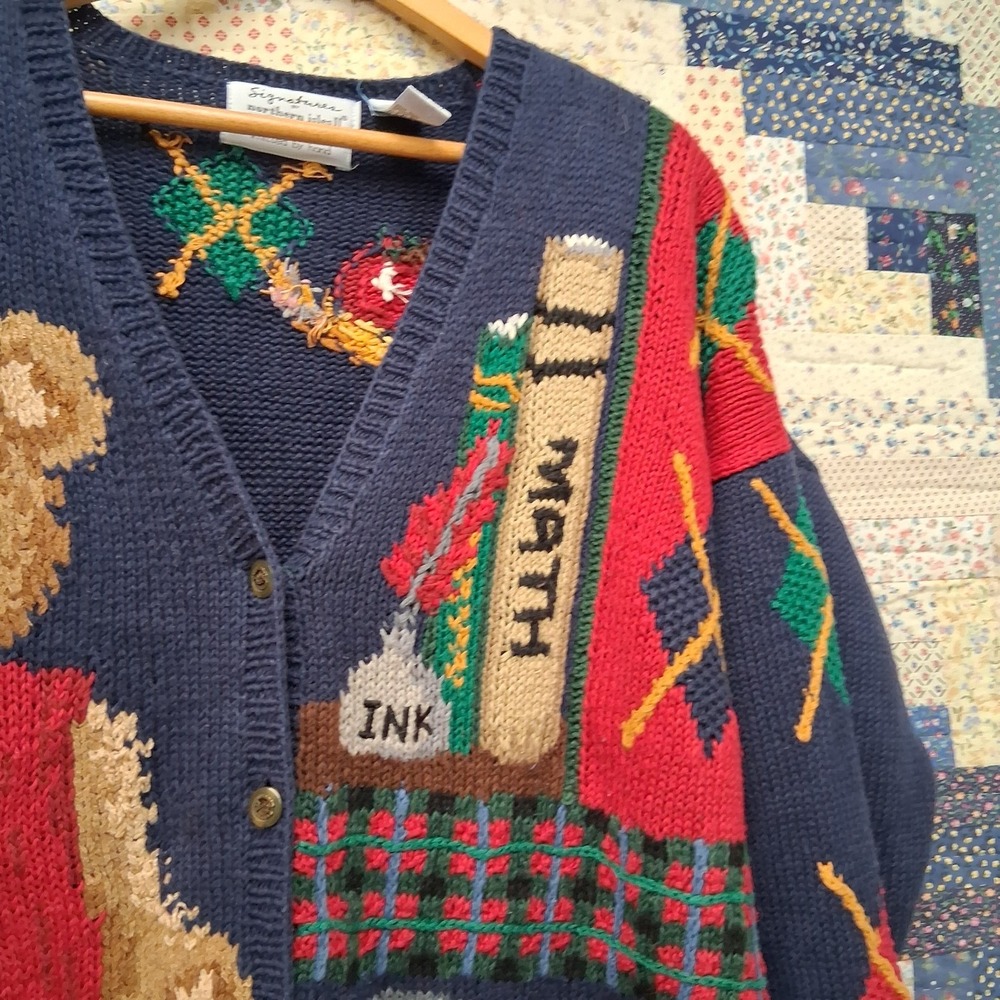 VTG Signatures Northern Isles II School Teacher Cardigan Hand Knitted 2X Teddy - Picture 4 of 12